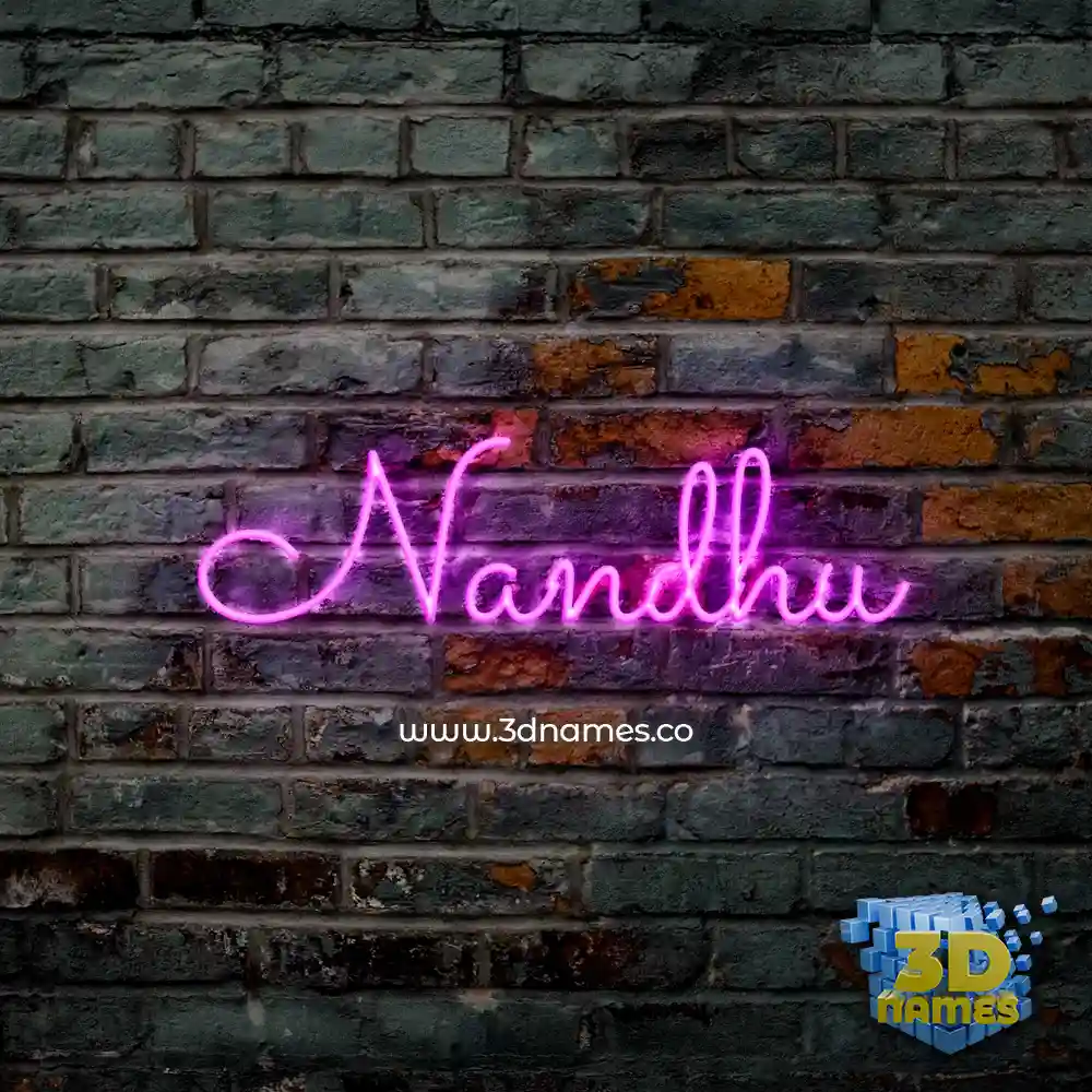 nandhu in Pink Neon style - 3D name wallpaper