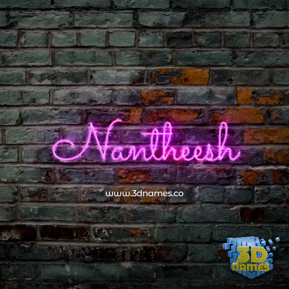 nantheesh in Pink Neon style - 3D name wallpaper