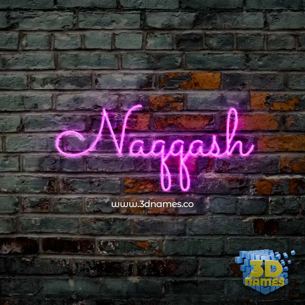 naqqash in Pink Neon style - 3D name wallpaper
