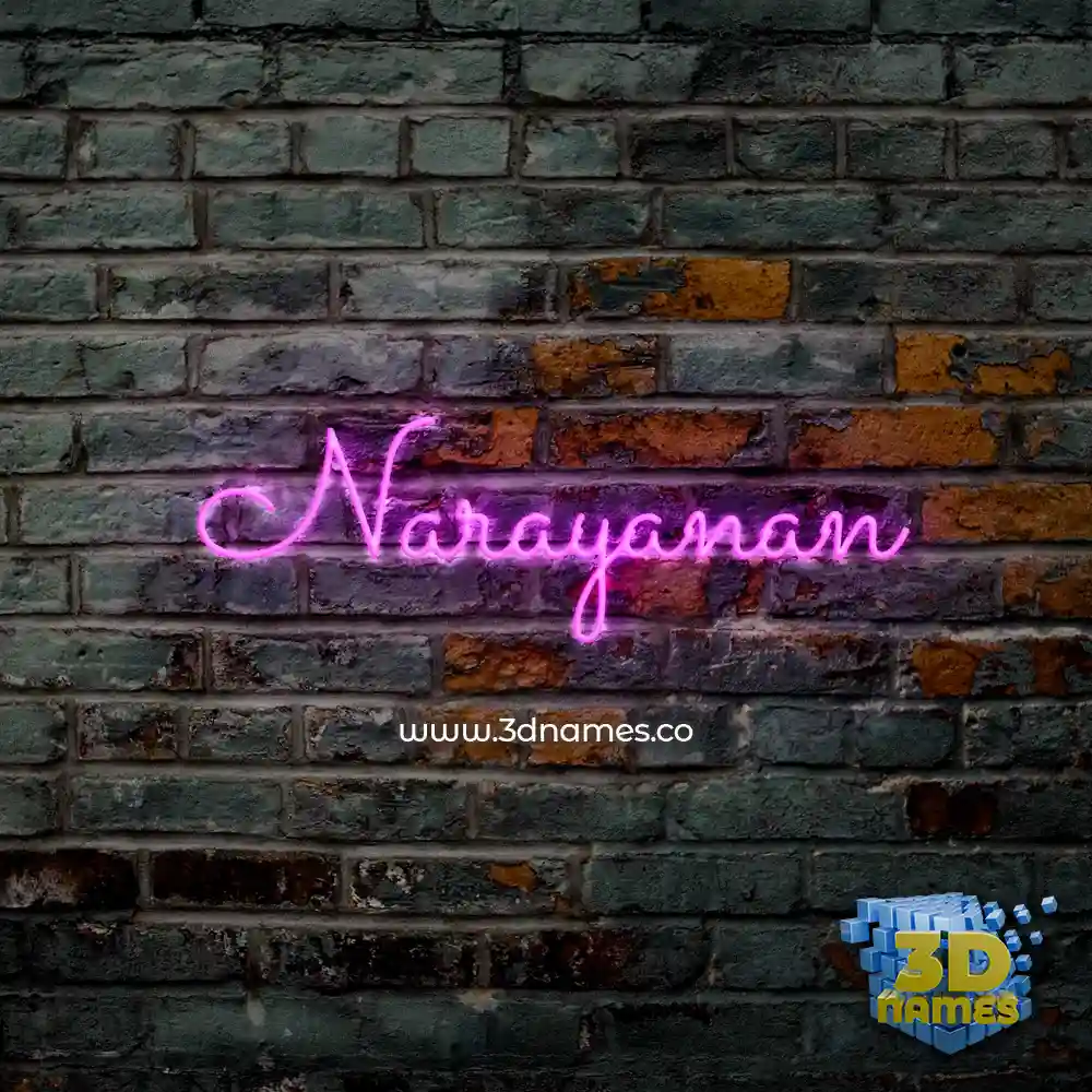 narayanan in Pink Neon style - 3D name wallpaper
