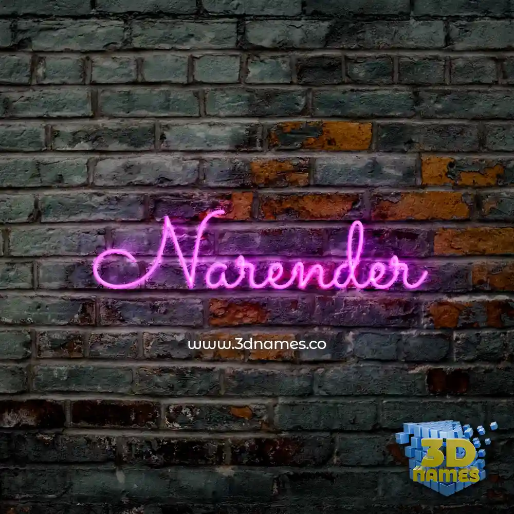 narender in Pink Neon style - 3D name wallpaper