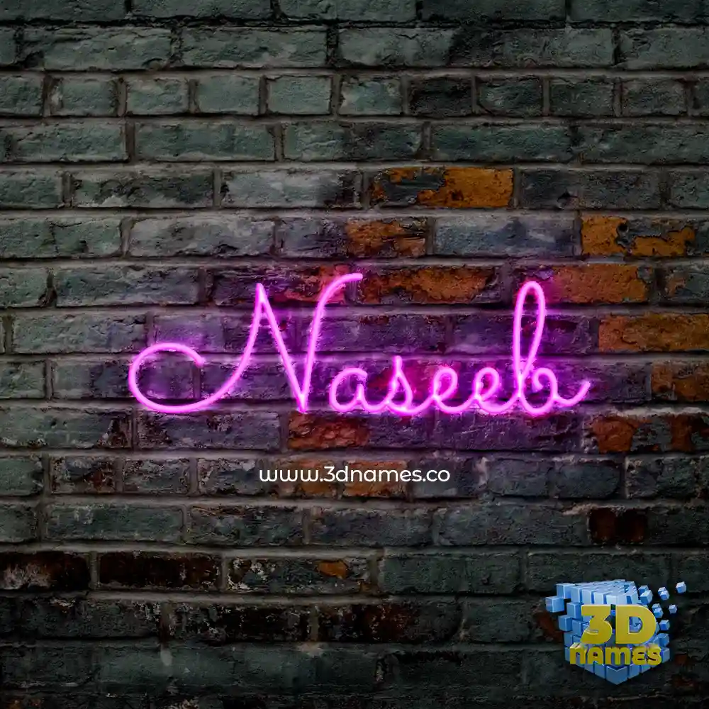 naseeb in Pink Neon style - 3D name wallpaper