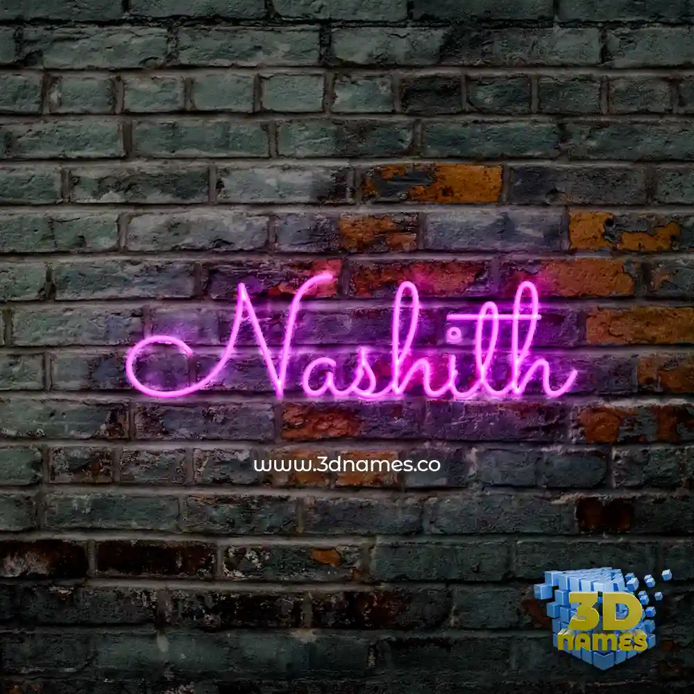nashith in Pink Neon style - 3D name wallpaper