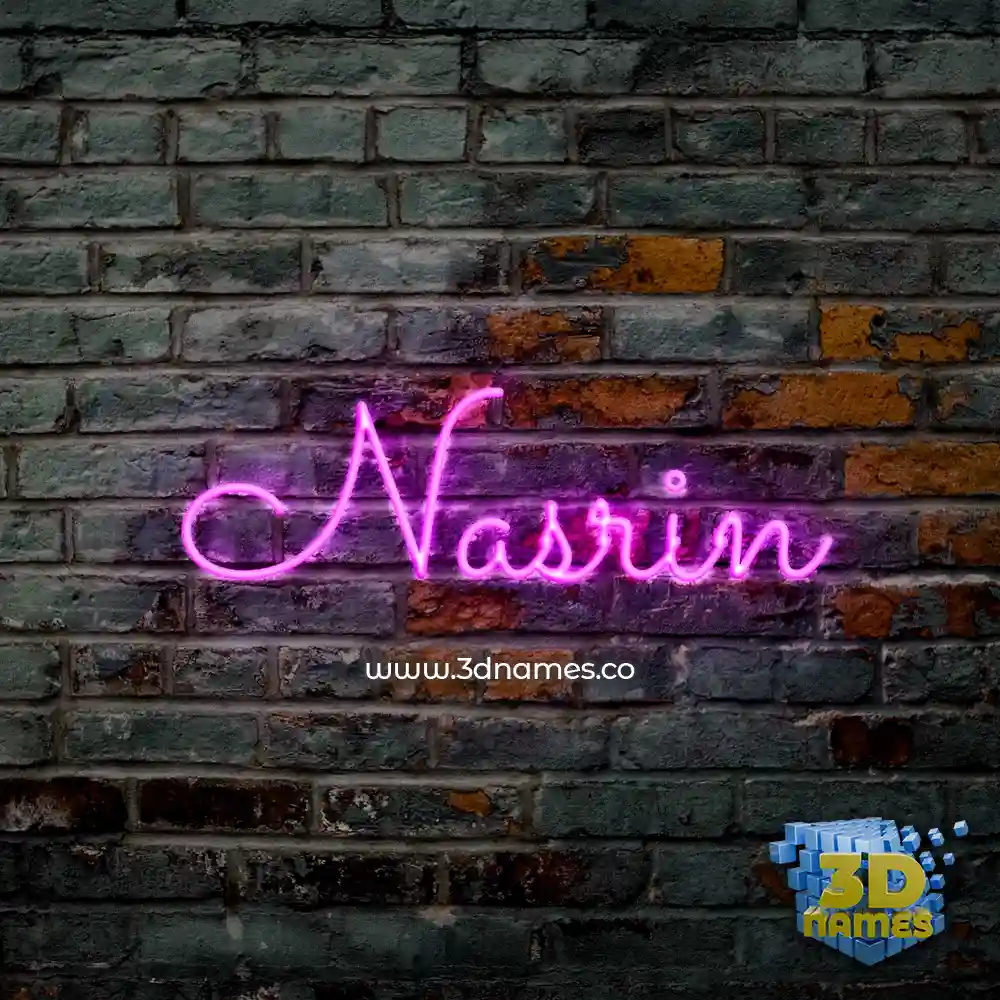 nasrin in Pink Neon style - 3D name wallpaper