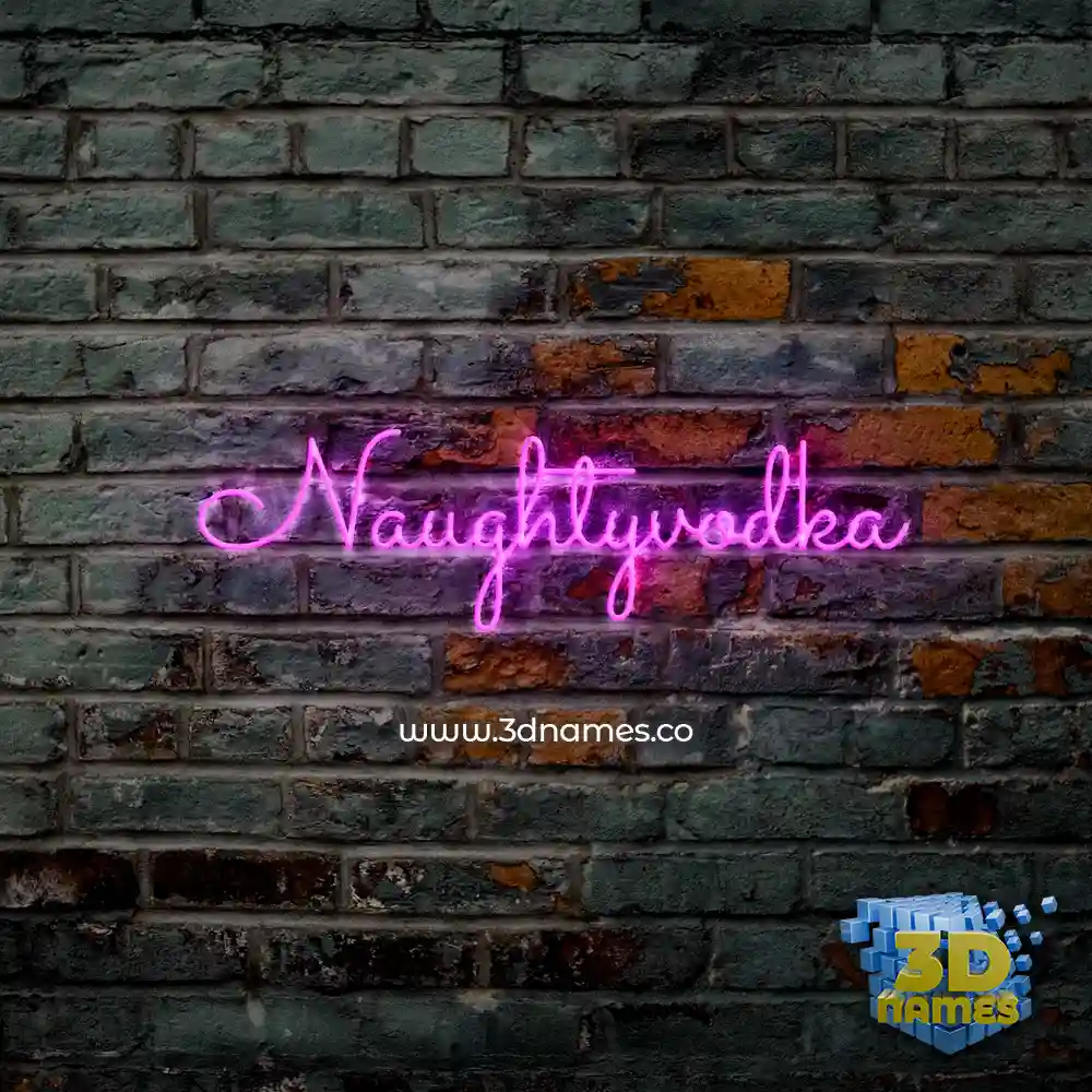 naughtyvodka in Pink Neon style - 3D name wallpaper