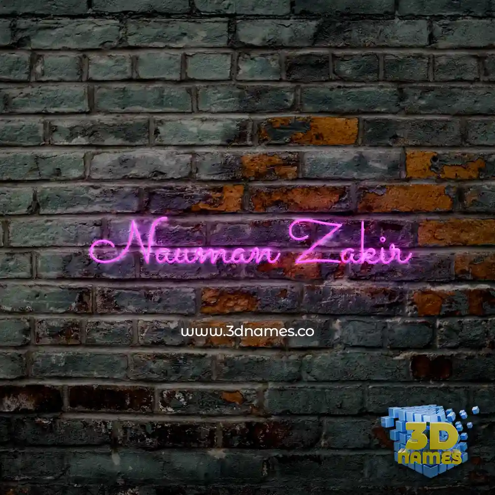 nauman zakir in Pink Neon style - 3D name wallpaper
