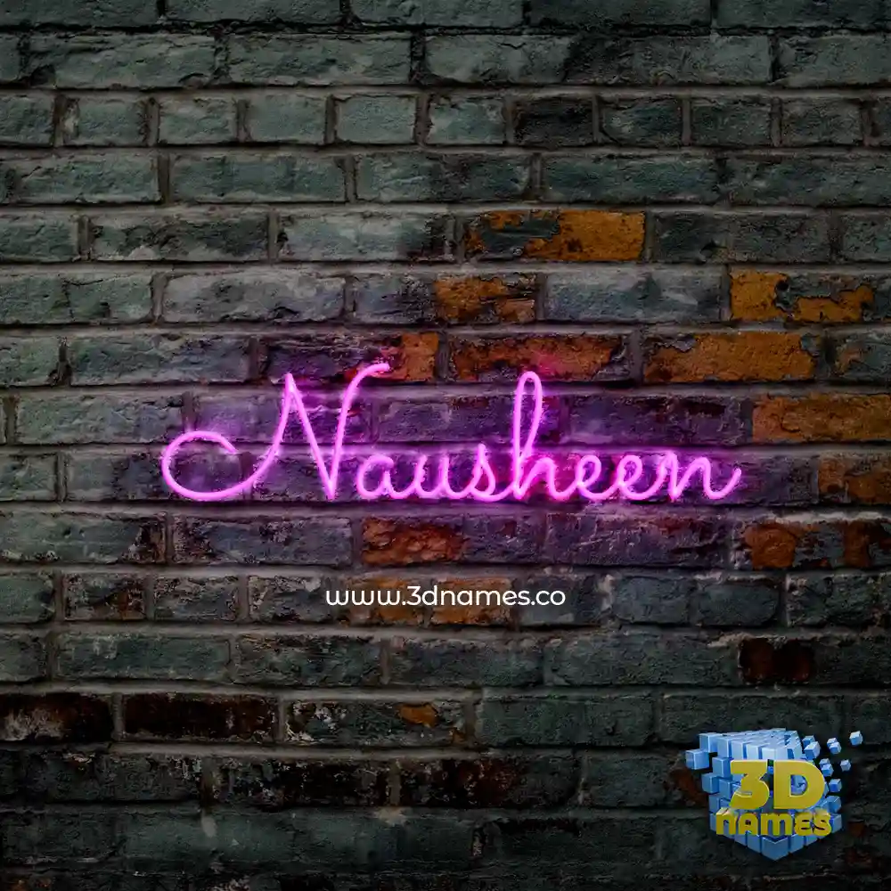 nausheen in Pink Neon style - 3D name wallpaper