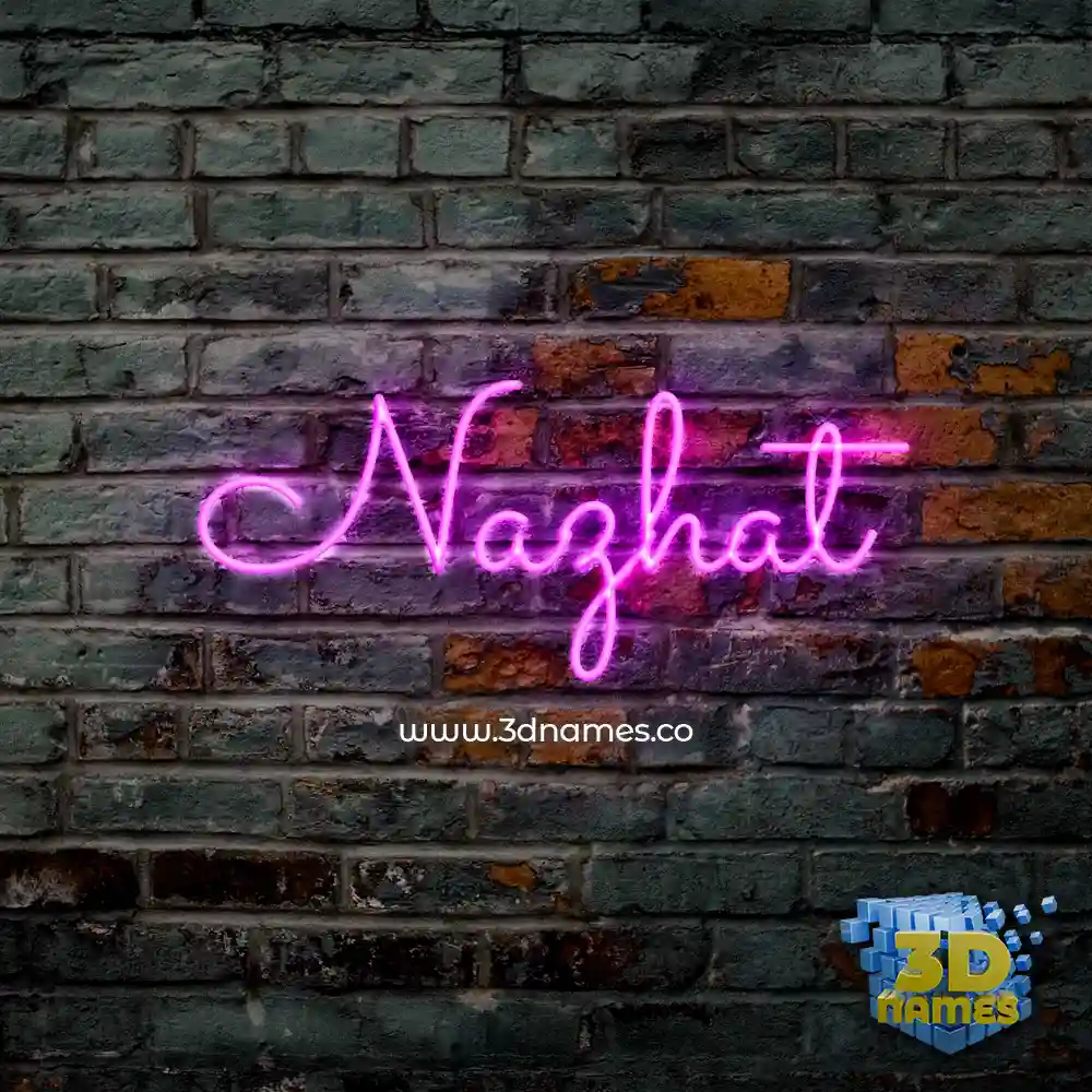 nazhat in Pink Neon style - 3D name wallpaper