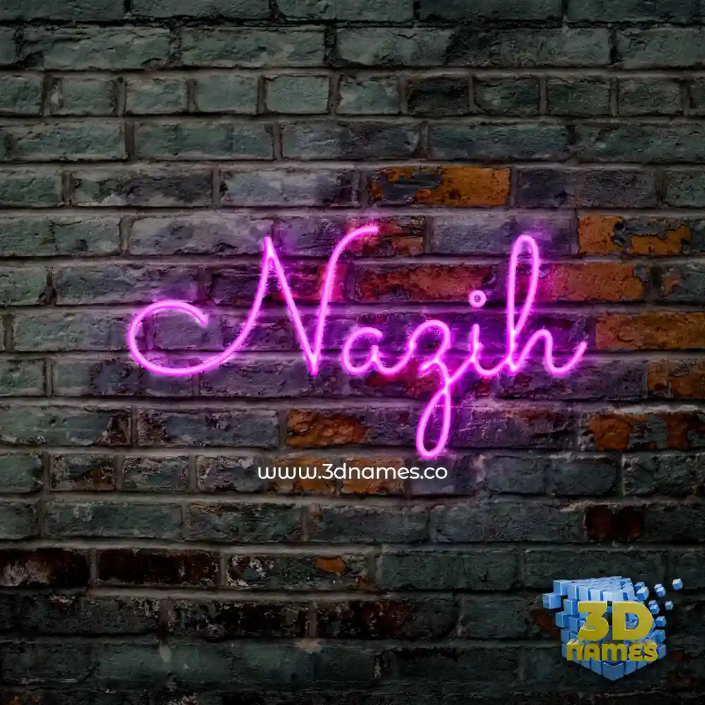 nazih in Pink Neon style - 3D name wallpaper