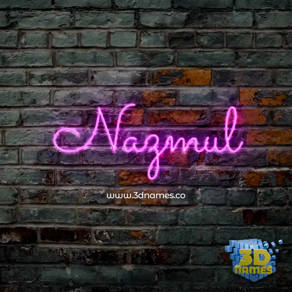 nazmul in Pink Neon style - 3D name wallpaper