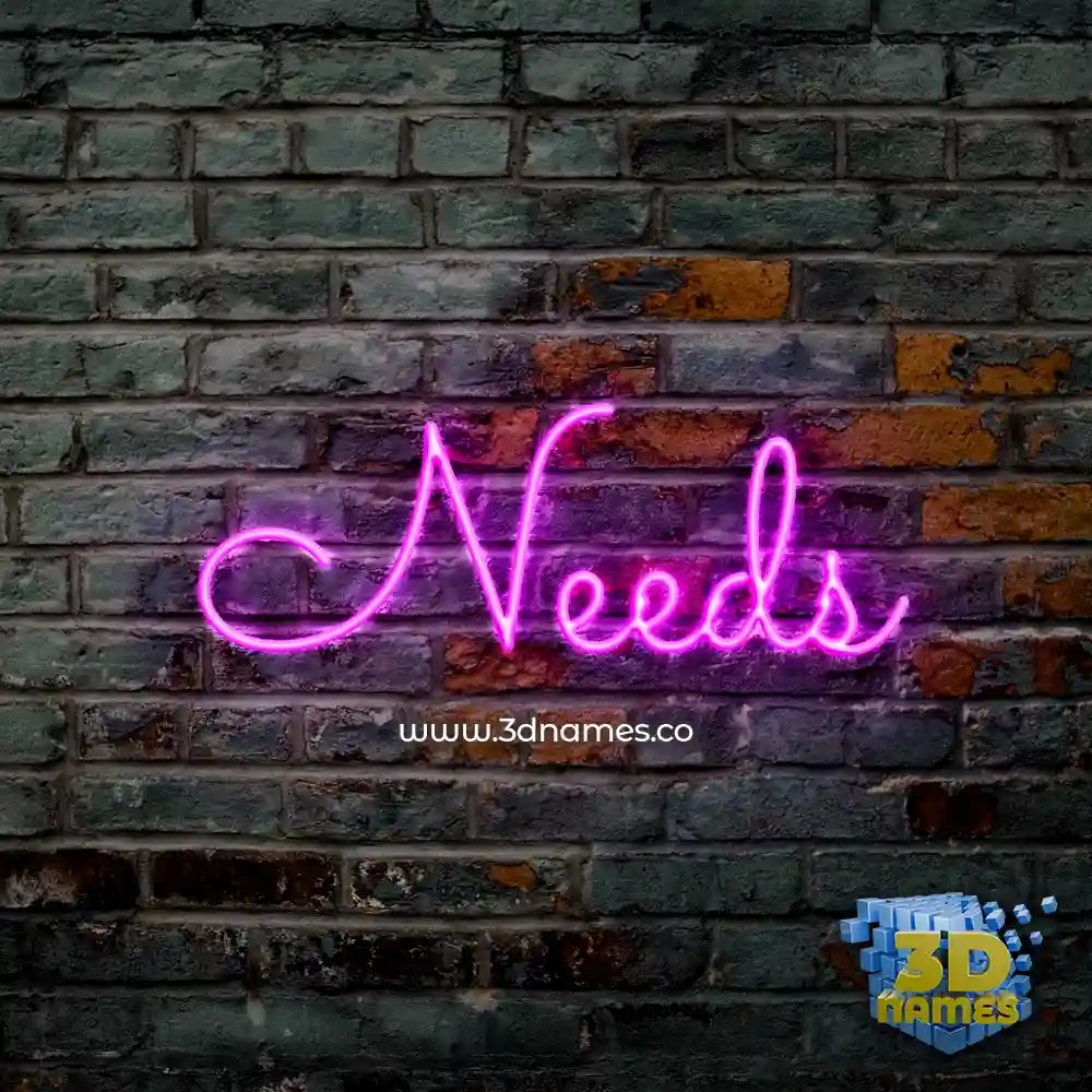 needs in Pink Neon style - 3D name wallpaper