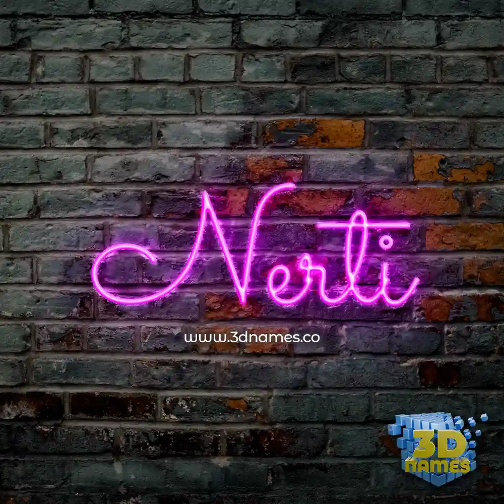 nerti in Pink Neon style - 3D name wallpaper