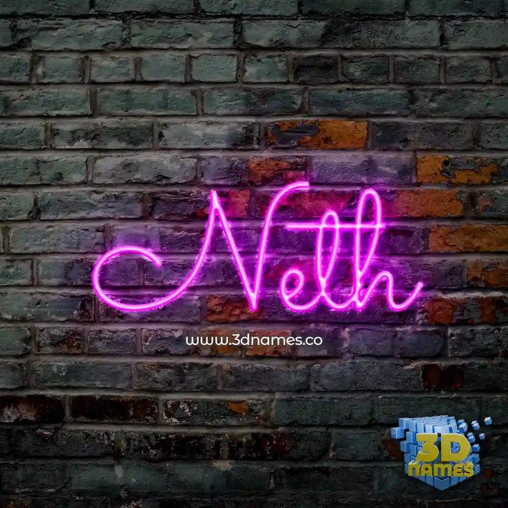 neth in Pink Neon style - 3D name wallpaper