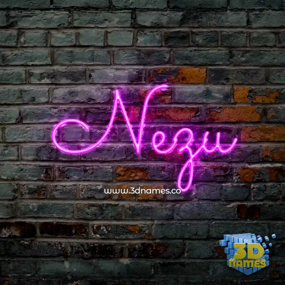 nezu in Pink Neon style - 3D name wallpaper