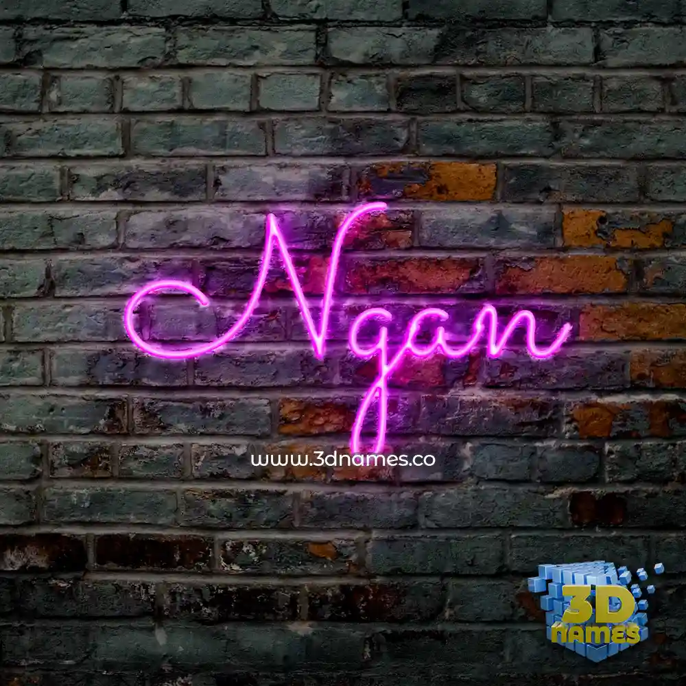 ngan in Pink Neon style - 3D name wallpaper