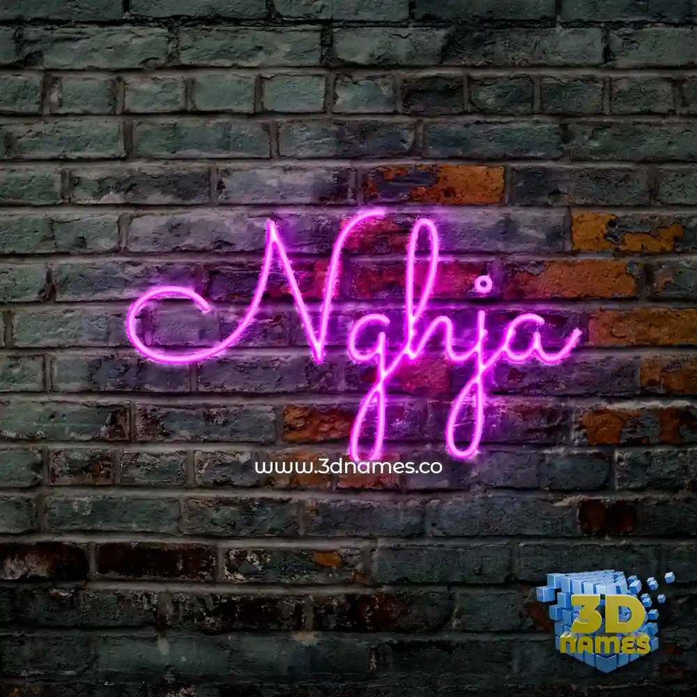 nghja in Pink Neon style - 3D name wallpaper