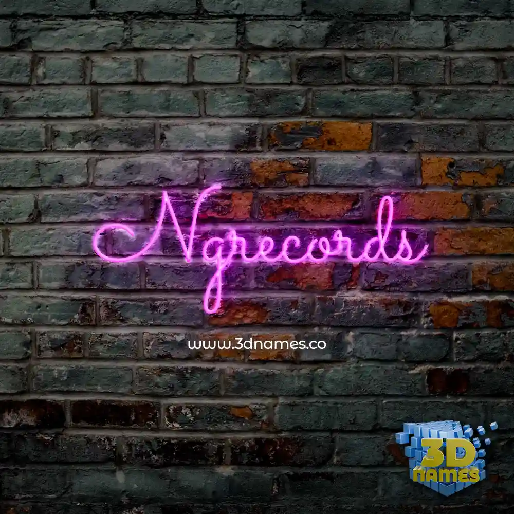 ngrecords in Pink Neon style - 3D name wallpaper