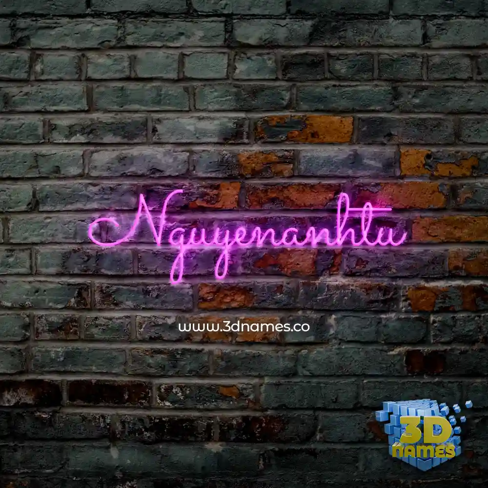 nguyenanhtu in Pink Neon style - 3D name wallpaper