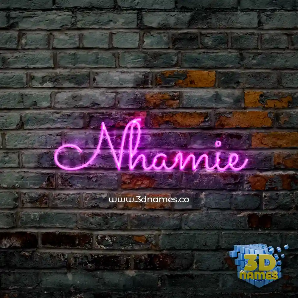 nhamie in Pink Neon style - 3D name wallpaper