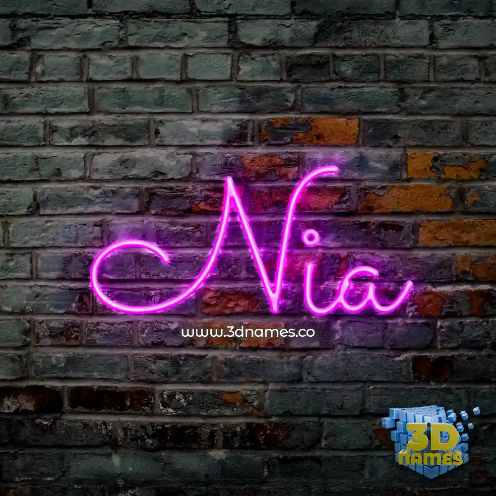 nia in Pink Neon style - 3D name wallpaper