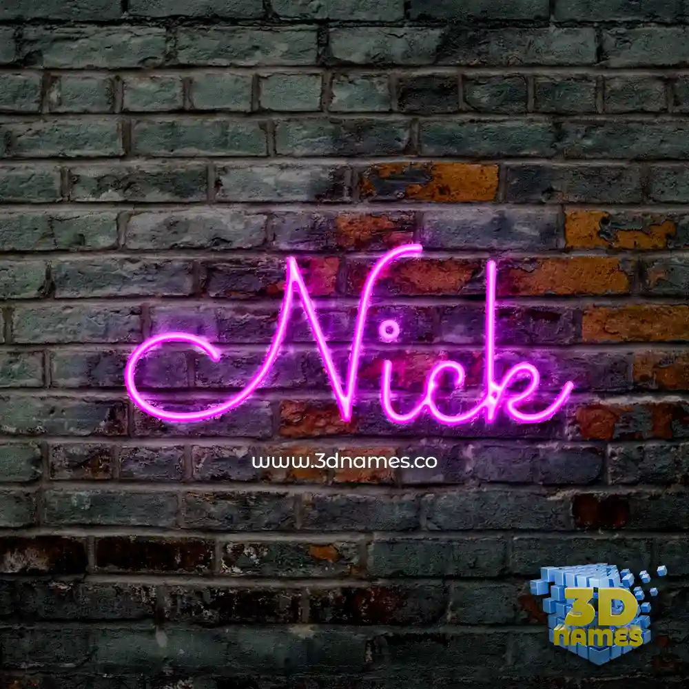 nick in Pink Neon style - 3D name wallpaper