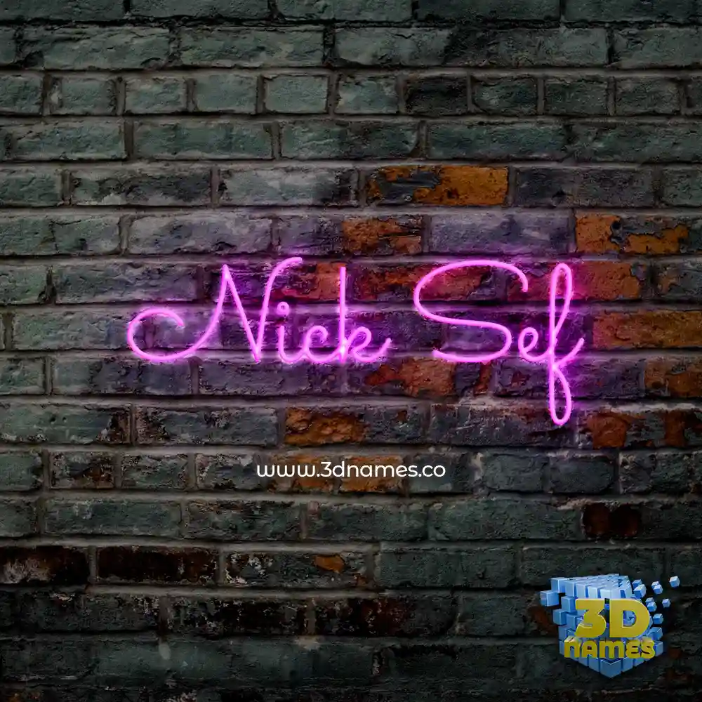nick sef in Pink Neon style - 3D name wallpaper