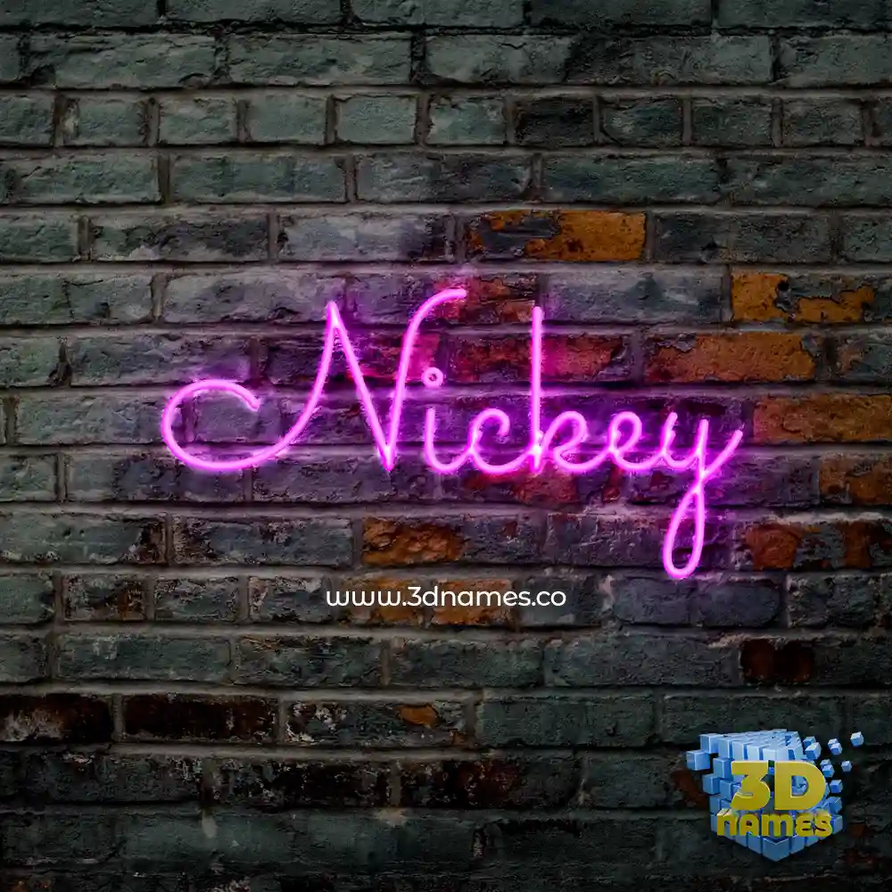 nickey in Pink Neon style - 3D name wallpaper