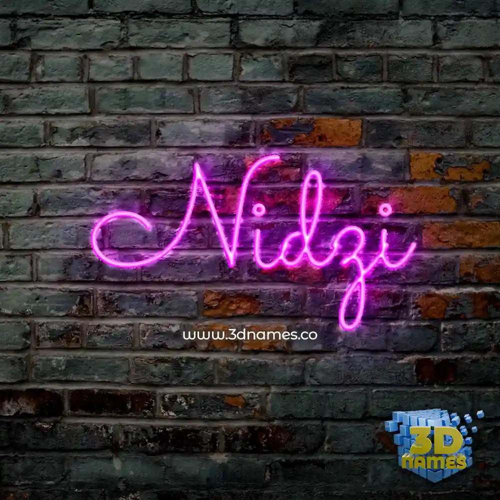 nidzi in Pink Neon style - 3D name wallpaper