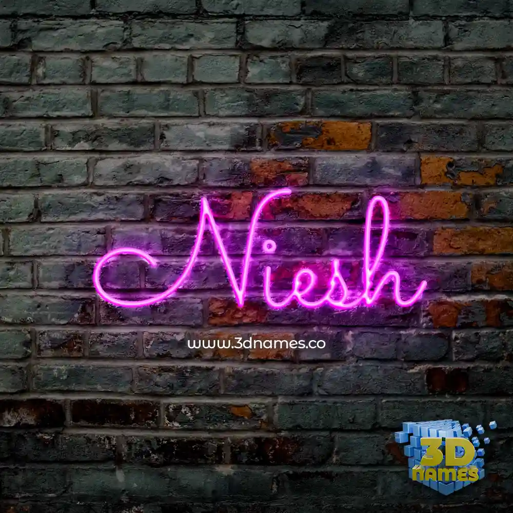 niesh in Pink Neon style - 3D name wallpaper