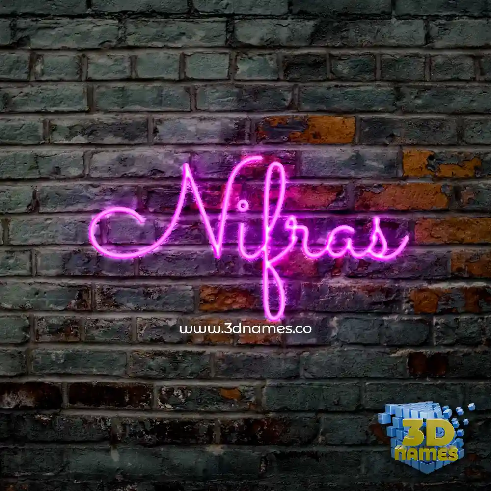 nifras in Pink Neon style - 3D name wallpaper