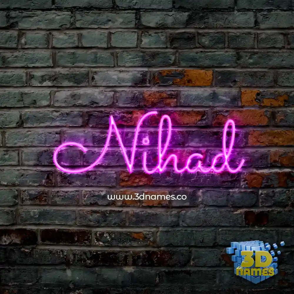nihad in Pink Neon style - 3D name wallpaper