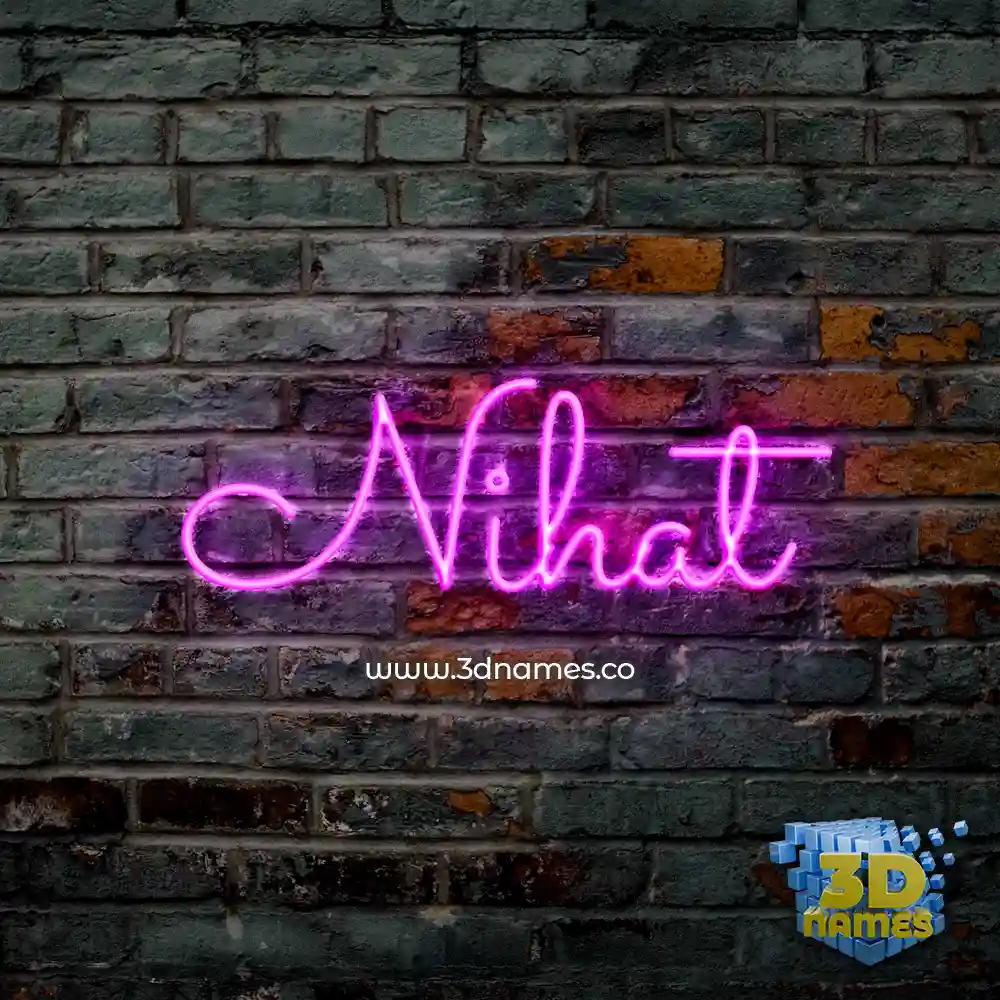 nihat in Pink Neon style - 3D name wallpaper