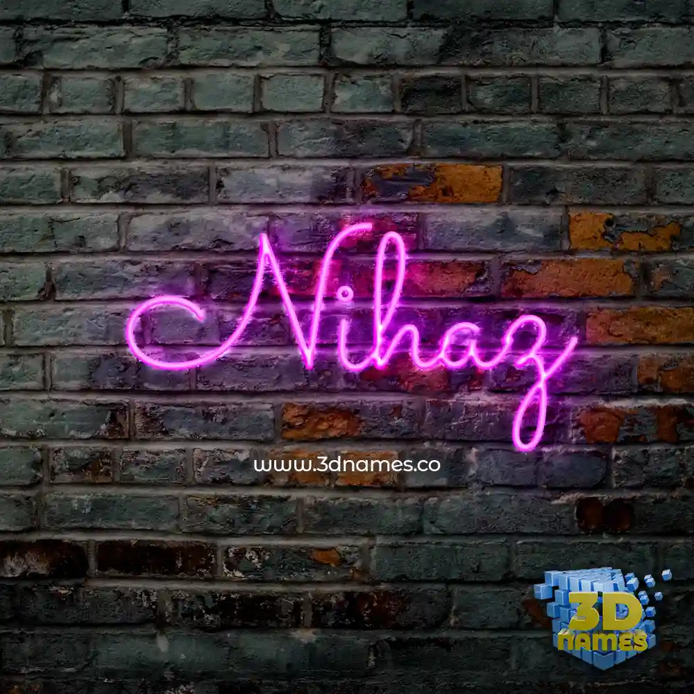 nihaz in Pink Neon style - 3D name wallpaper