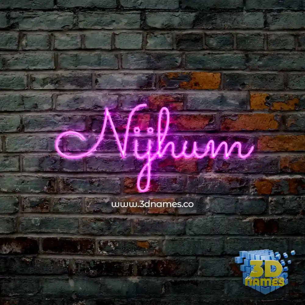 nijhum in Pink Neon style - 3D name wallpaper