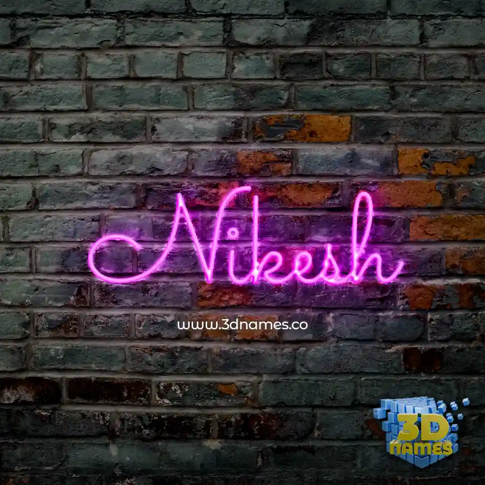 nikesh in Pink Neon style - 3D name wallpaper