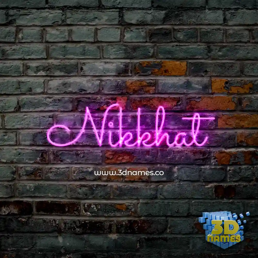 nikkhat in Pink Neon style - 3D name wallpaper