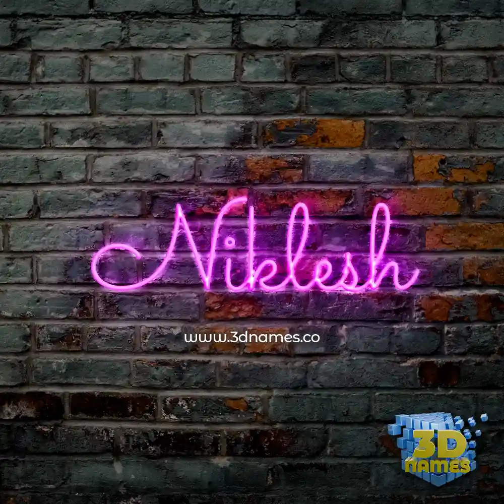 niklesh in Pink Neon style - 3D name wallpaper