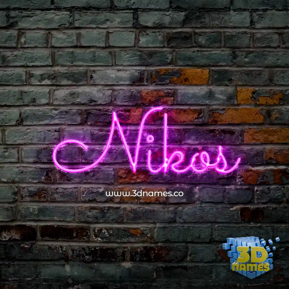 nikos in Pink Neon style - 3D name wallpaper