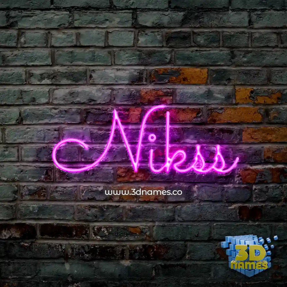 nikss in Pink Neon style - 3D name wallpaper