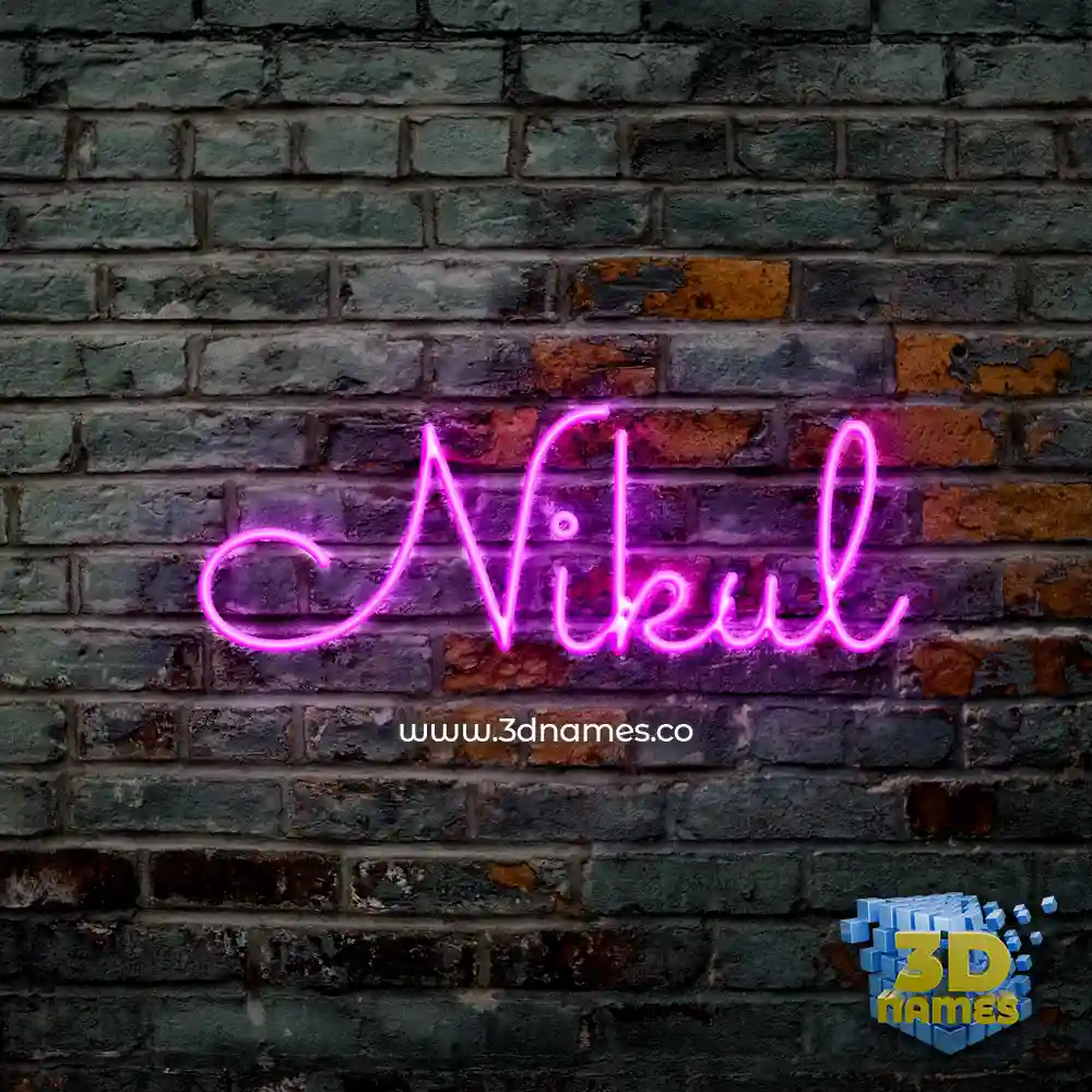nikul in Pink Neon style - 3D name wallpaper