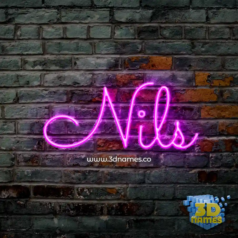 nils in Pink Neon style - 3D name wallpaper