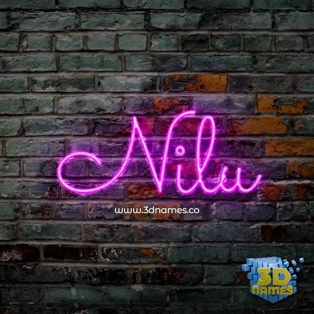 nilu in Pink Neon style - 3D name wallpaper