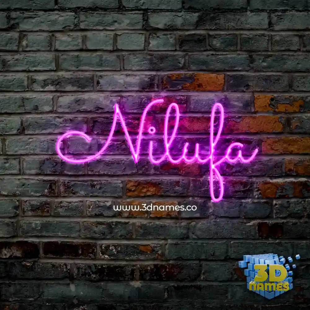 nilufa in Pink Neon style - 3D name wallpaper