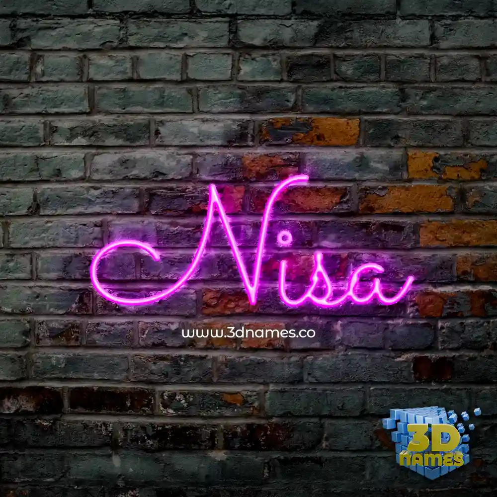 nisa in Pink Neon style - 3D name wallpaper