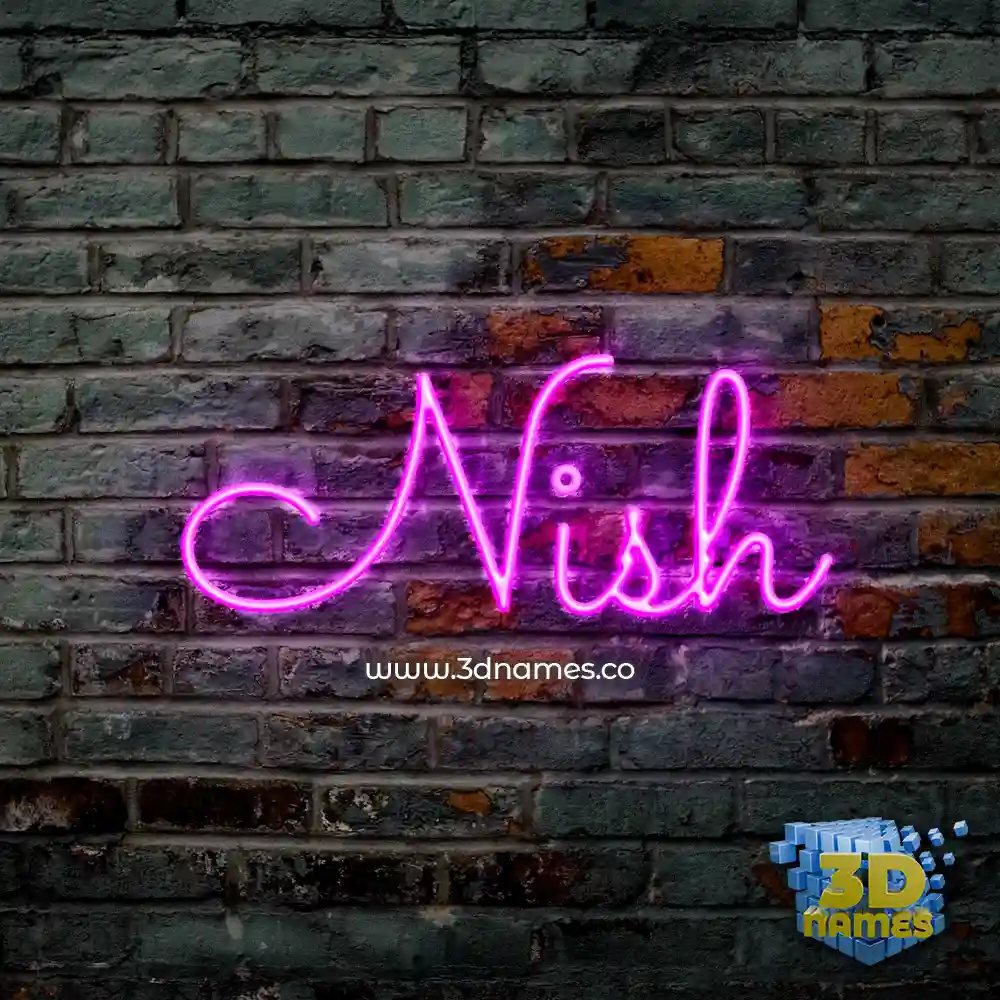 nish in Pink Neon style - 3D name wallpaper