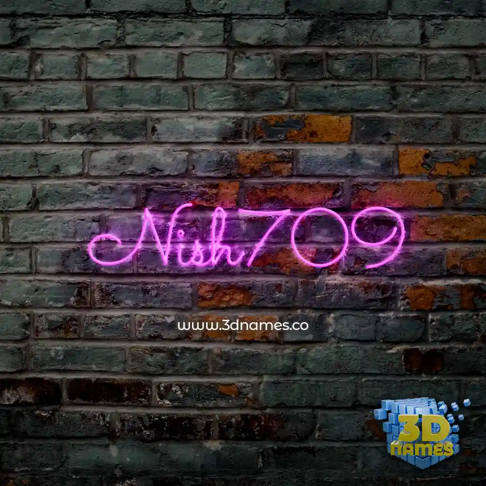 nish709 in Pink Neon style - 3D name wallpaper
