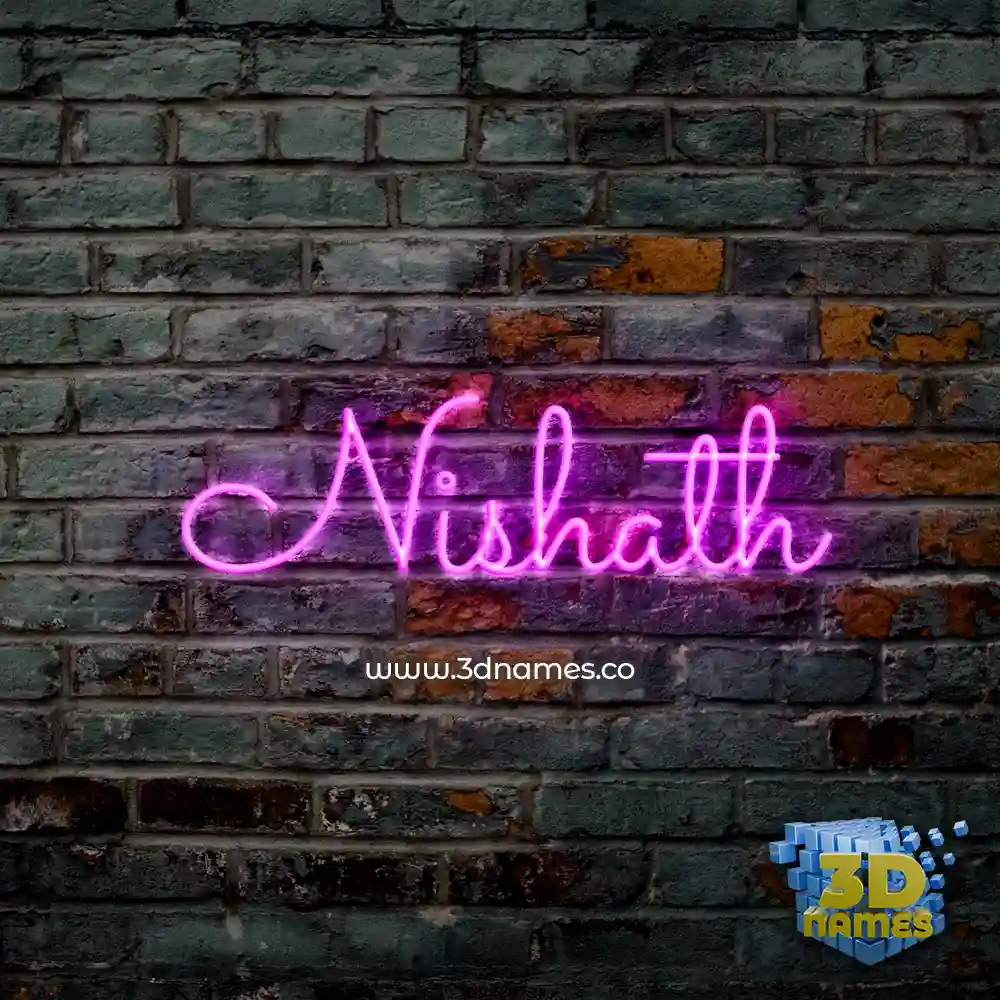 nishath in Pink Neon style - 3D name wallpaper