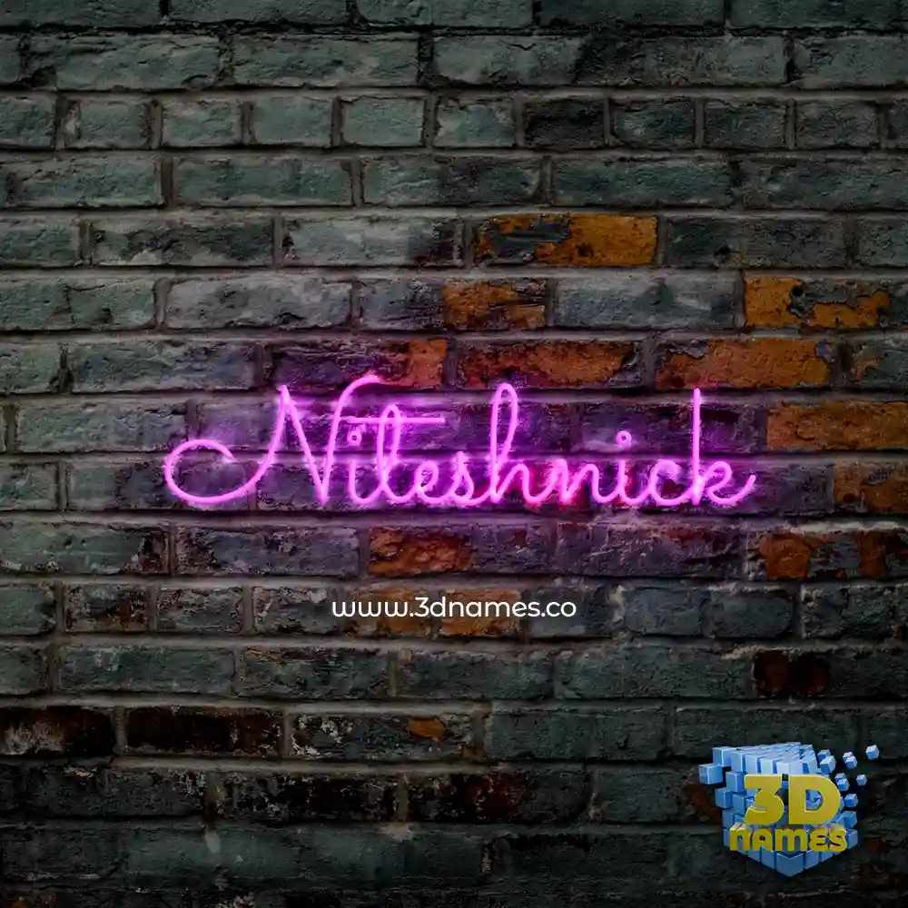 niteshnick in Pink Neon style - 3D name wallpaper