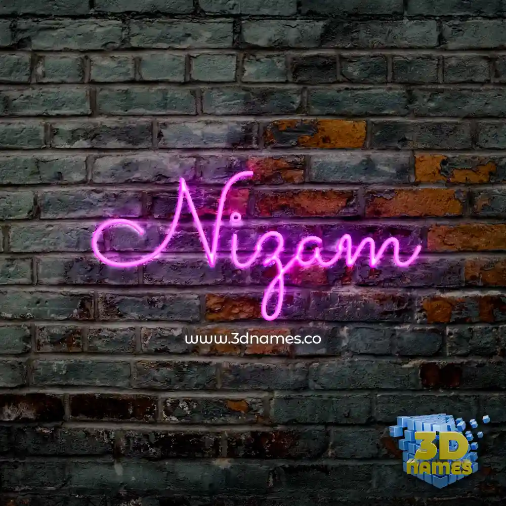nizam in Pink Neon style - 3D name wallpaper