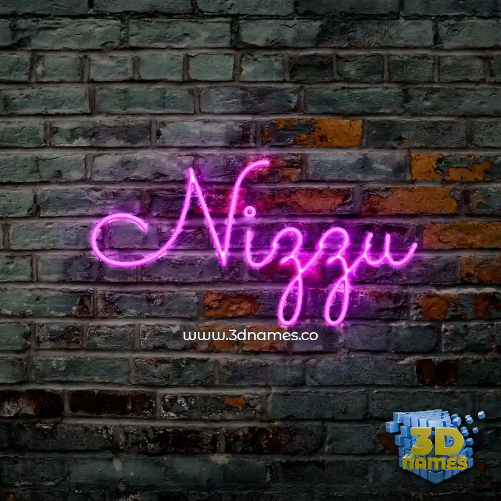 nizzu in Pink Neon style - 3D name wallpaper